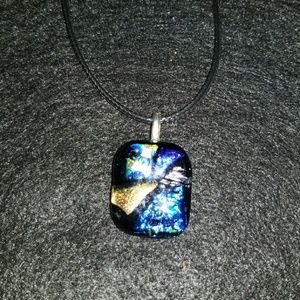 Dychroic glass pendant necklace